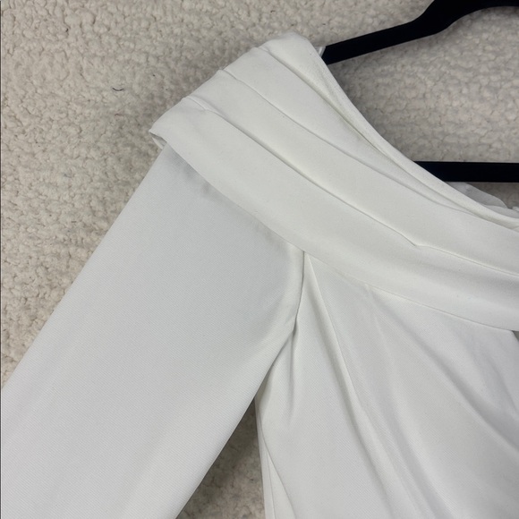 NWOT Mac Duggal Womens White Jeweled Long Sleeve Drop Shoulder Gown Size 0 - Picture 5 of 16